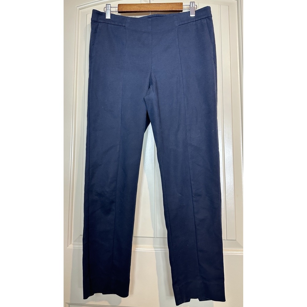 J. Jill Essential Slim Ankle Pants Khaki Tan Women Sz 10 navy Stretch Front Seam